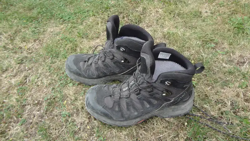 Is It Normal for Hiking Boots to Hurt at First - top picture showing my Salomon boots.