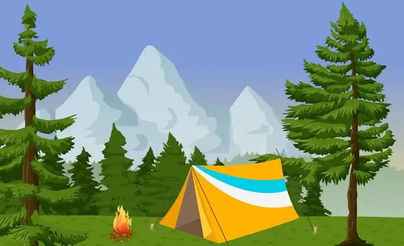 What Is the Best Thing to Sleep on when Camping. Featured picture showing a camping place with a tent and fire.
