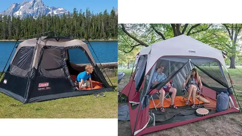 Coleman Tents vs Core Tents - top picture showing one tent from Coleman and one from Core..