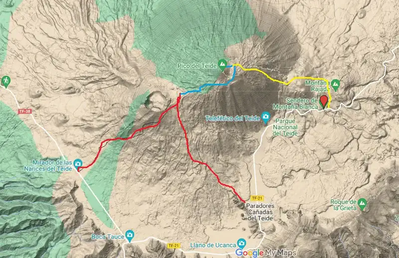Routes to El Teide.