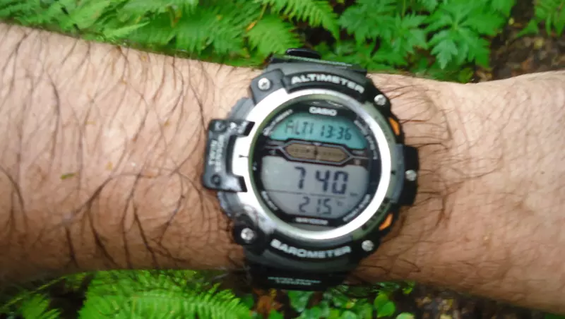 The watch showing elevation in meters while I was in the cloud.