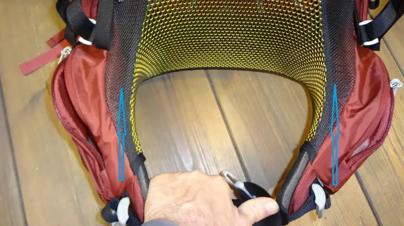 Ventilated hip belt in the Osprey Atmos & Aura AG packs.