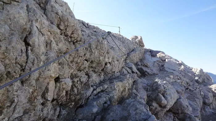 A few sections with cables below the summit.